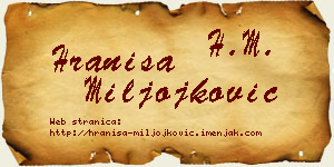 Hraniša Miljojković vizit kartica